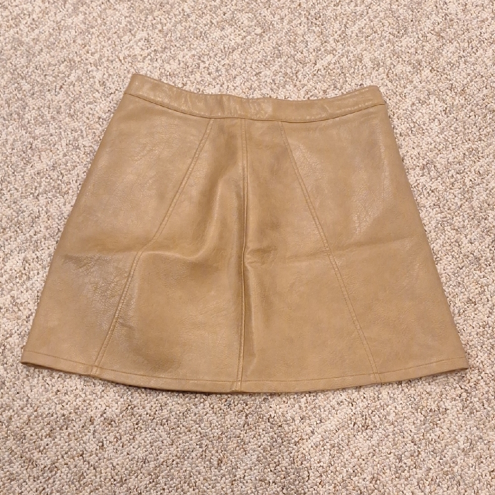 Zara Beige Faux Leather Mini Skirt